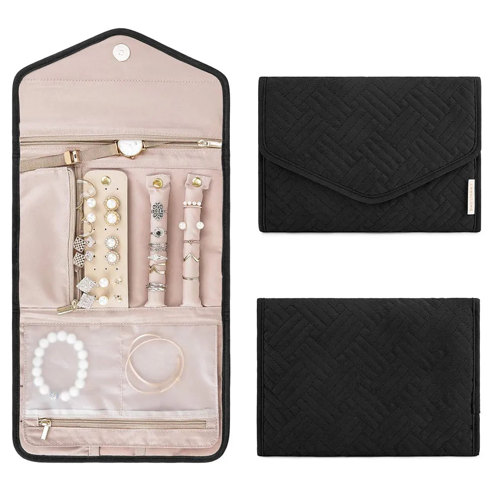 Vibe Geeks Roll Foldable Jewelry Case for Journey Travel Jewelry Organizer-0