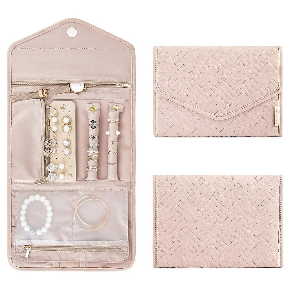 Vibe Geeks Roll Foldable Jewelry Case for Journey Travel Jewelry Organizer-1