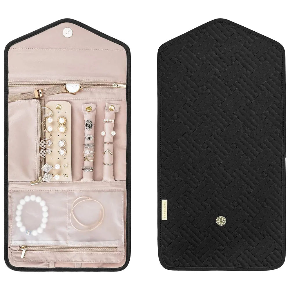 Vibe Geeks Roll Foldable Jewelry Case for Journey Travel Jewelry Organizer-2